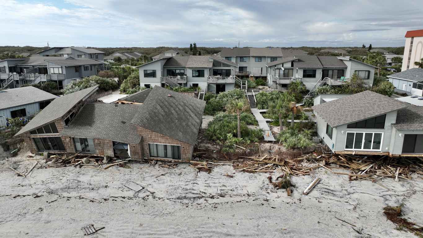 Hurricane Milton Damage: Collapsed house New Smyrna Beach Florida